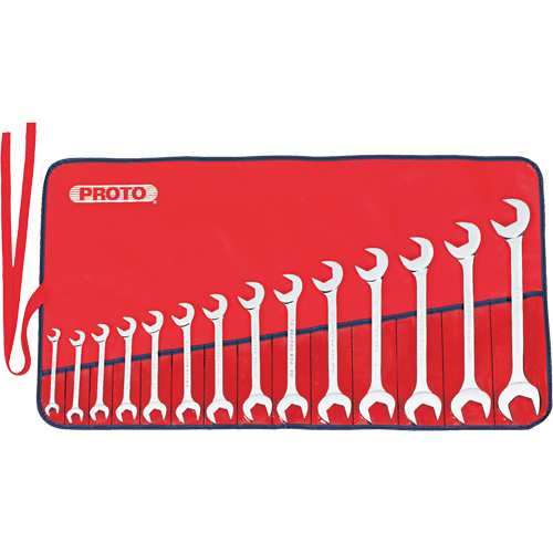 Full Polish Angle Wrench Set, Open-Ended, 14 Pieces, Imperial