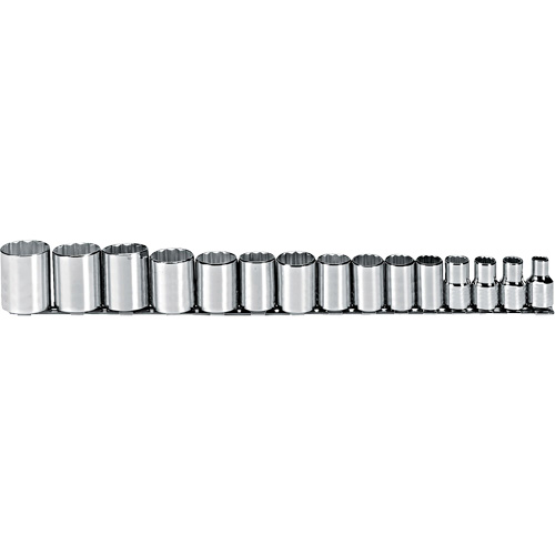 Socket Set, 15 Pcs, 1/2" Drive Size