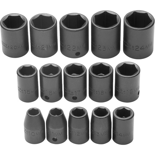 Socket Set, Impact, 1/2" Drive, 6 Points