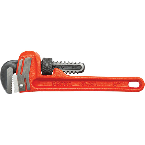 Heavy-Duty Cast Iron Pipe Wrench, 3/4" Jaw Capacity, 6" Long, Powder Coated Finish, None Handle