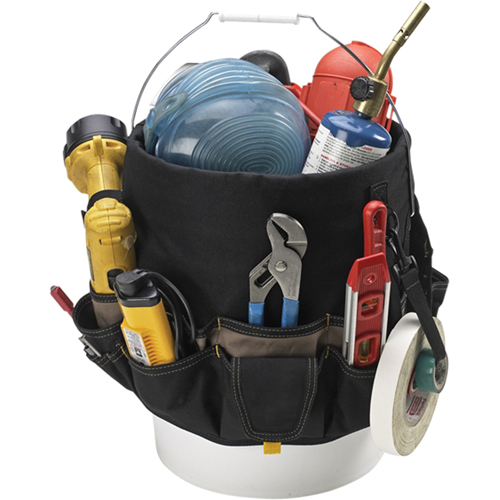 48-Pocket Bucket Buddy, 6" L x 11" W x 12" H, Polyester, Black