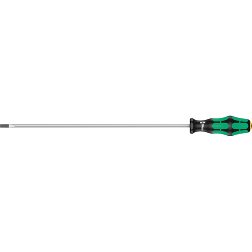 Slotted Screwdriver, 1/4" Tip, Round, 15-3/4" L, Plastic Handle