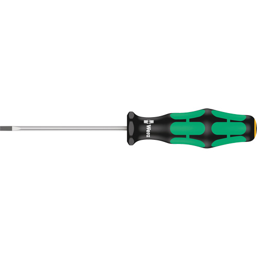 Slotted Screwdriver, 1/8" Tip, Round, 6-5/16" L, Plastic Handle