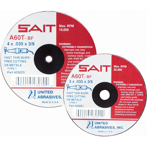 Cut-Off Wheel, 4" x 0.045", 5/8" Arbor, Type 27, Aluminum Oxide, 13500 RPM