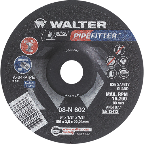 PIPEFITTER™ Grinding Wheel, 6" x 1/8", 7/8" Arbor, Type 27