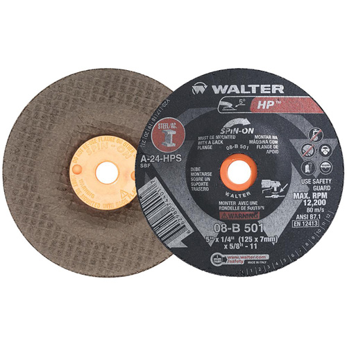 HP™ Spin-On Grinding Wheel, 5" x 1/4", 5/8"-11 Arbor, Type 28S