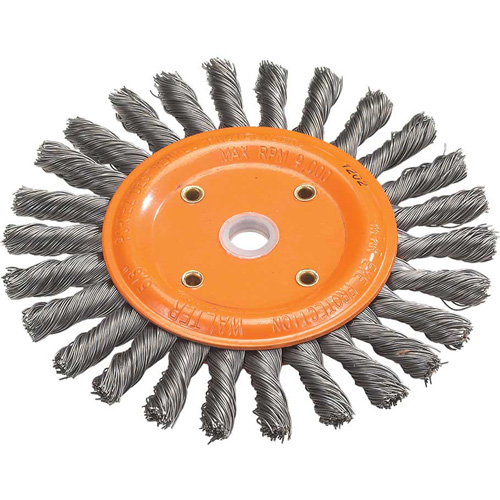 Knot-Twisted Wire Bench Wheel, 8" Dia., 0.0118" Fill, 5/8" Arbor, Steel