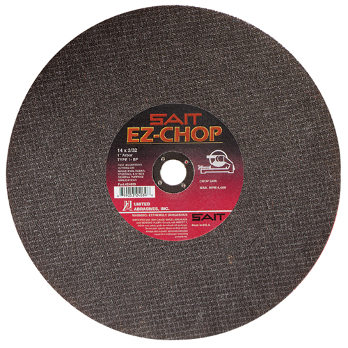 EZ-Chop® Chop Saw Wheel, 14" x 3/32", 1" Arbor, Type 1, Aluminum Oxide, 4400 RPM