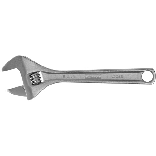 Adjustable Wrench, 8" L, 1-7/32" Max Width, Chrome