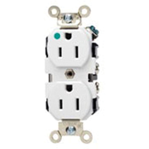 Back & Side-Wired Straight Blade Receptacle with Nickel-Plated Brass Strap