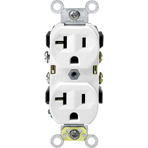 20 Amp Duplex Receptacle/Outlet, Commercial Grade, Self-Grounding