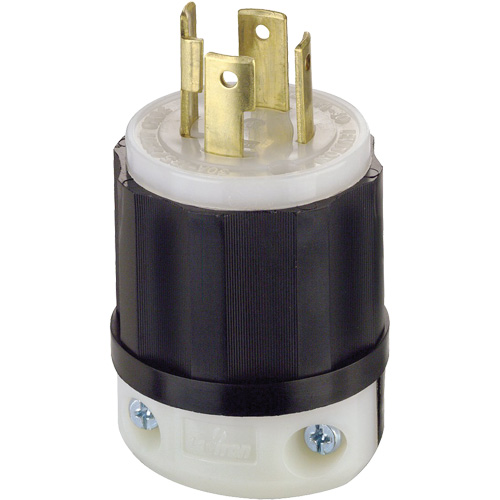 3-Pole 4-Wire Grounding Locking Plug, Nylon, 30 Amps, 125 V/250 V, L14-30P