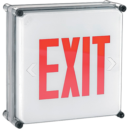 Aqua NEMA 4x Exit Signs, LED, Hardwired, 11-3/4" L x 11-3/4" W, English