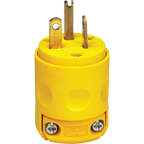 Commercial Grade Straight Blade Plug, Plastic, 20 A, 125 V