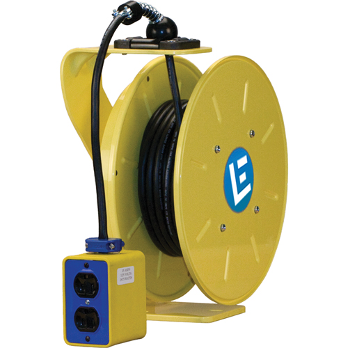 LE9000 Series Heavy-Duty Cord Reels, 50', SJOW, 12/3 Gauge, 20 A