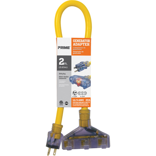 Generator Adaptors, Outdoor, STOW, 16/3 AWG, 20 A, 3 Outlet(s), 2'