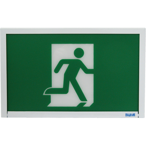 Running Man Exit Sign, LED, Battery Operated, 12" L x 7 1/2" W, Pictogram