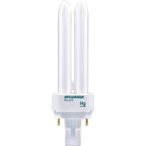 Dulux® D Preheat Double-Tube Compact Fluorescent Lamp, D (T4), 26 W, 4100 K, G24Q-3 Base, 10000 hrs.