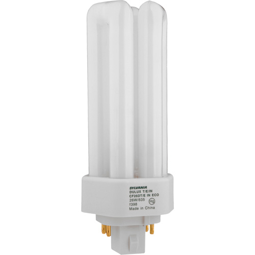Dulux® D/E/IN Amalgam Triple-Tube Compact Fluorescent Lamp, T (T4), 42 W, 3500 K, G24Q-4 Base, 16000 hrs.