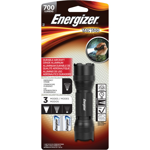 TAC 700 Flashlight, LED, 700 Lumens, CR123 Batteries