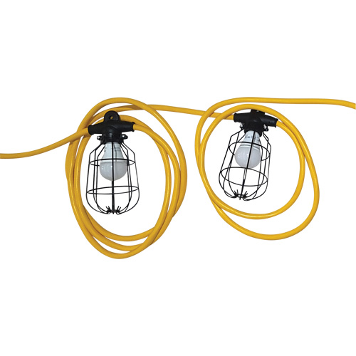 LED Stringlights, 10 Lights, 1200" L, Metal Housing