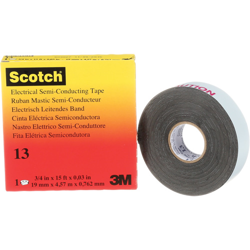 Scotch® Electrical Semi-Conducting Tape, 19 mm (3/4") x 4.6 m (15'), Black, 30 mils