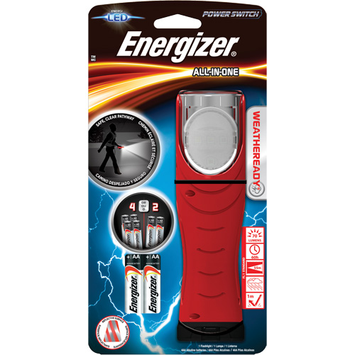Weatheready® All-in-One Light, LED, AA Batteries, Aluminum/Plastic/Polymer/Rubber