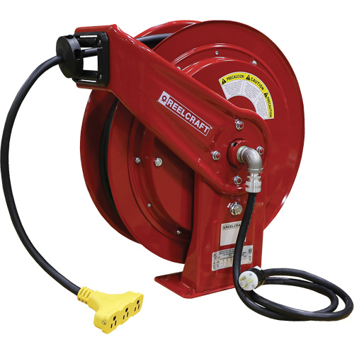 70000 Power Cord Reel, 100', SEOOW, 12 Gauge, 15 A