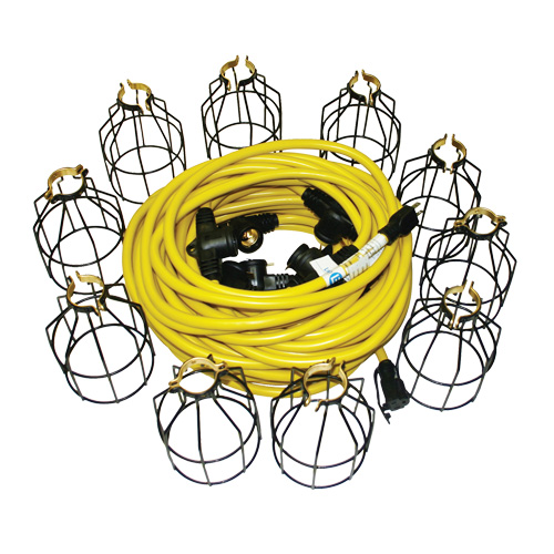 LED Stringlights, 10 Lights, 100' L, Metal Housing