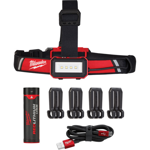 Low-Profile USB Headlamp, LED, 600 Lumens, 2 Hrs. Run Time, Rechargeable Batteries