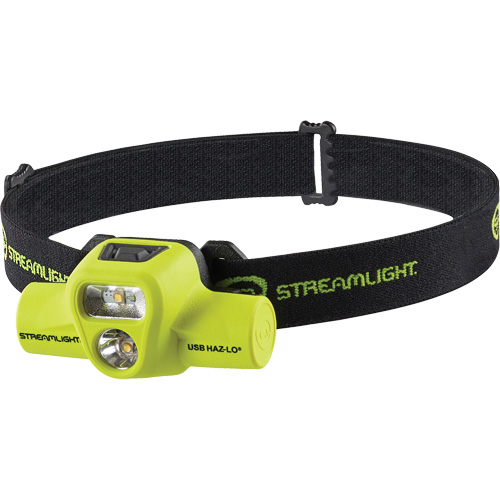 USB HAZ-LO® Intrinsically Safe Headlamp, LED, 250 Lumens, 7 Hrs. Run Time, Rechargeable Batteries
