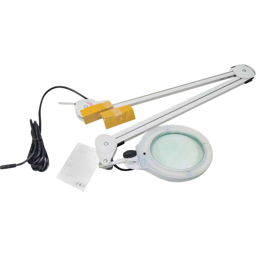Magnifying Lamp, 3 Diopter, LED Light, 45" Arm, C-Clamp, Grey