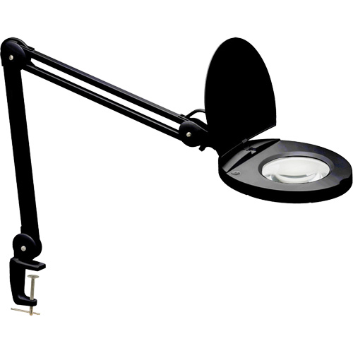 Adjustable Magnifier Lamp, 3 Diopter, LED Light, 47" Arm, C-Clamp, Black