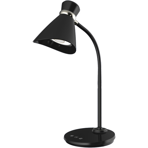 Desk Lamp, 6 W, LED, 16" Neck, Black