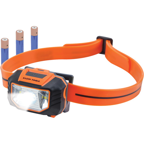 Headlamp with Silicone Hardhat Strap, LED, AAA Batteries, Plastic