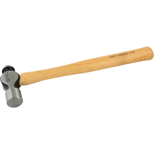 Ball Pein Hammer, 24 oz. Head Weight, Plain Face, Wood Handle