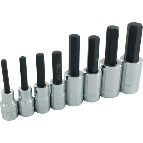 Hex Head SAE Socket Set, Hex, 1/2" Drive, 8 Pcs