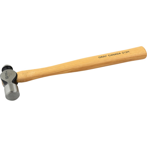 Ball Pein Hammer, 12 oz. Head Weight, Plain Face, Wood Handle
